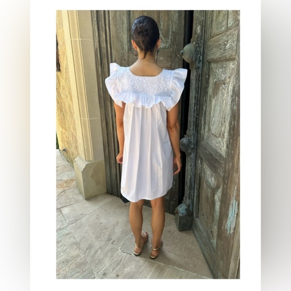 Mi Golondrina Soledad Blanca Nieve Vestida White Flutter Ruffle Sleeve Dress - Picture 2 of 12
